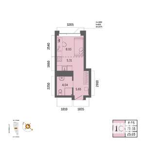 1-к квартира, вторичка, 23м2, 20/32 этаж