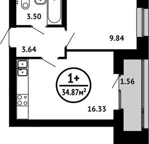 1-к квартира, вторичка, 35м2, 3/8 этаж