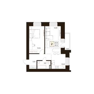 2-к квартира, вторичка, 49м2, 10/17 этаж