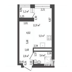 Студия квартира, сданный дом, 25м2, 1/22 этаж
