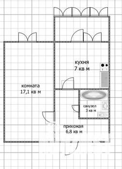 1-к квартира, вторичка, 36м2, 3/9 этаж