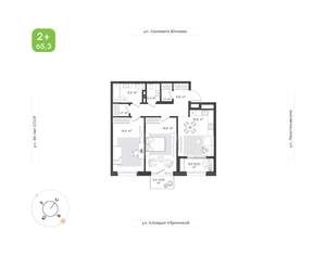 2-к квартира, вторичка, 65м2, 5/25 этаж
