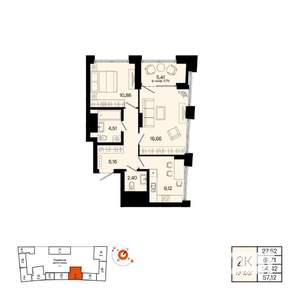 2-к квартира, вторичка, 54м2, 17/31 этаж