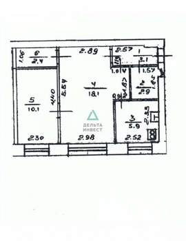 2-к квартира, вторичка, 43м2, 1/5 этаж