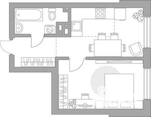 2-к квартира, строящийся дом, 39м2, 6/23 этаж