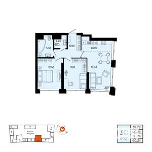 3-к квартира, вторичка, 60м2, 10/31 этаж