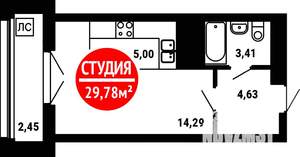 1-к квартира, вторичка, 30м2, 20/25 этаж