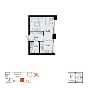 1-к квартира, вторичка, 25м2, 24/31 этаж