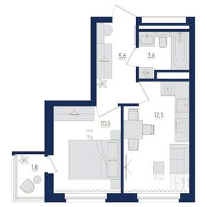 1-к квартира, вторичка, 33м2, 14/22 этаж