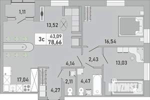 3-к квартира, вторичка, 79м2, 15/24 этаж