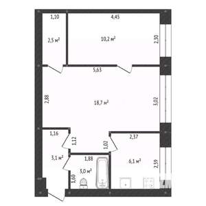 2-к квартира, вторичка, 44м2, 2/5 этаж