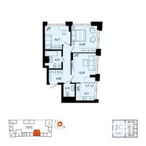 3-к квартира, вторичка, 58м2, 8/31 этаж