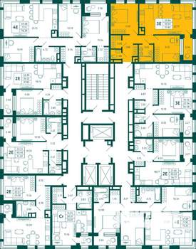 2-к квартира, строящийся дом, 60м2, 20/29 этаж