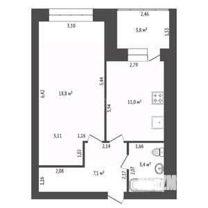 1-к квартира, вторичка, 40м2, 2/15 этаж