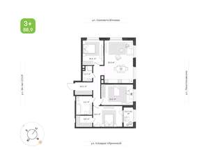 4-к квартира, вторичка, 89м2, 12/24 этаж