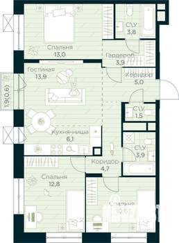 3-к квартира, вторичка, 80м2, 10/10 этаж