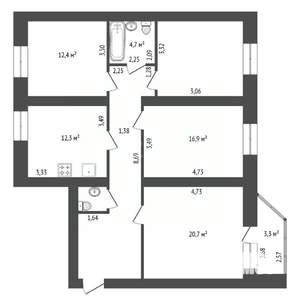 4-к квартира, вторичка, 102м2, 3/10 этаж