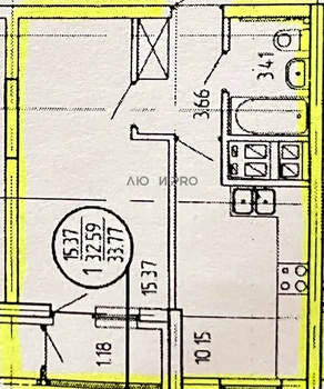 1-к квартира, вторичка, 33м2, 3/17 этаж