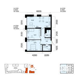 3-к квартира, вторичка, 61м2, 9/9 этаж