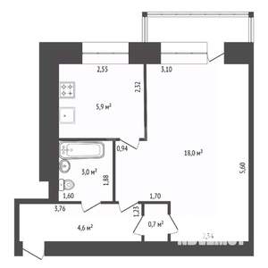 1-к квартира, вторичка, 33м2, 5/5 этаж