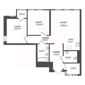 3-к квартира, вторичка, 72м2, 7/33 этаж