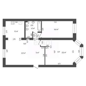 3-к квартира, вторичка, 87м2, 2/3 этаж