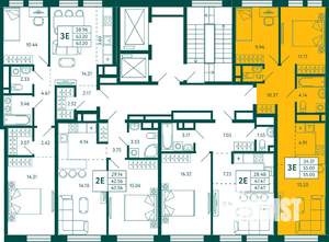 2-к квартира, строящийся дом, 55м2, 12/16 этаж