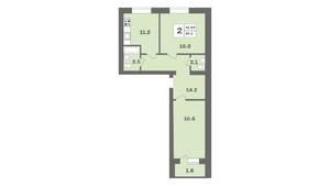 2-к квартира, вторичка, 65м2, 6/9 этаж
