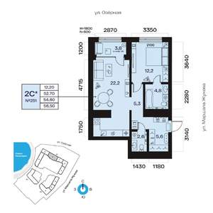 2-к квартира, вторичка, 55м2, 5/32 этаж