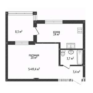 2-к квартира, вторичка, 49м2, 2/4 этаж