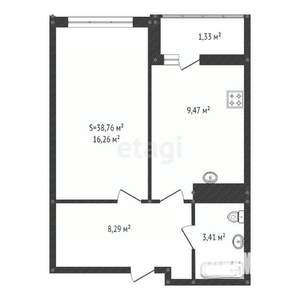 1-к квартира, вторичка, 39м2, 25/25 этаж