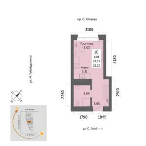 1-к квартира, вторичка, 23м2, 28/32 этаж