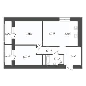 3-к квартира, вторичка, 60м2, 23/25 этаж