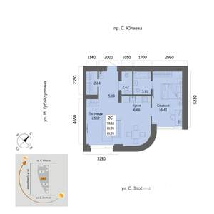 2-к квартира, вторичка, 61м2, 3/32 этаж