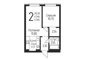 2-к квартира, вторичка, 41м2, 2/24 этаж