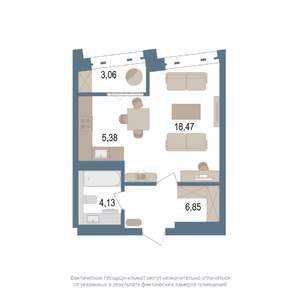 1-к квартира, вторичка, 36м2, 9/14 этаж