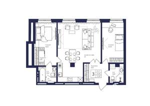 3-к квартира, строящийся дом, 75м2, 6/9 этаж
