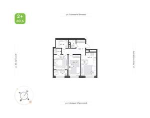 2-к квартира, вторичка, 61м2, 24/24 этаж