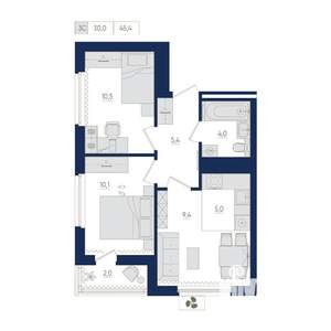 3-к квартира, вторичка, 45м2, 14/22 этаж