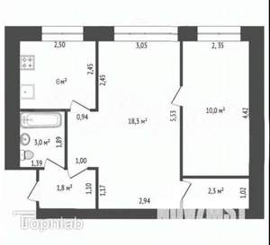 2-к квартира, вторичка, 43м2, 1/5 этаж