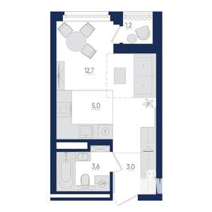 1-к квартира, вторичка, 25м2, 14/22 этаж