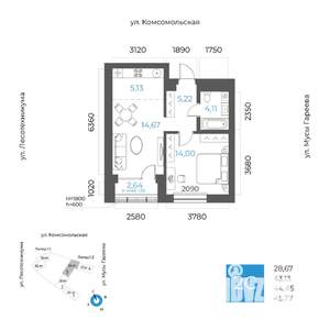 2-к квартира, вторичка, 44м2, 3/24 этаж