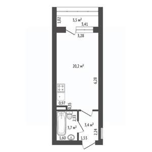 Студия квартира, вторичка, 27м2, 21/28 этаж