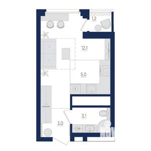 1-к квартира, вторичка, 24м2, 17/22 этаж