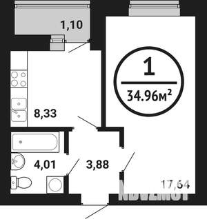 1-к квартира, вторичка, 35м2, 2/8 этаж