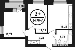 2-к квартира, вторичка, 55м2, 5/8 этаж