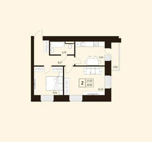 2-к квартира, вторичка, 52м2, 16/10 этаж