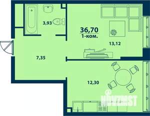 1-к квартира, вторичка, 37м2, 1/24 этаж