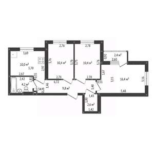3-к квартира, вторичка, 64м2, 2/6 этаж