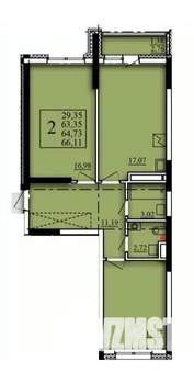 2-к квартира, вторичка, 65м2, 4/21 этаж